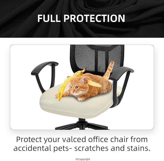 DIVA EN CAMINO DEC Stretchable Desk Office Chair Seat Cushion Covers - Universal Spandex Computer Chair Slipcover - Removable Washable Cushion Protectors for Dogs, Cats, Pets