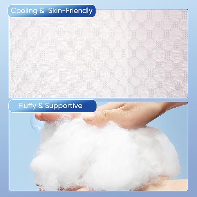 Cooling Knee Pillow for Side Sleeper, 3"Leg Pillow for Side Sleeping, 100% Cooling Fabric Pillow for Between Knees While Sleeping - High Support Alternative for Relieving Leg, Back, and Knee Pain