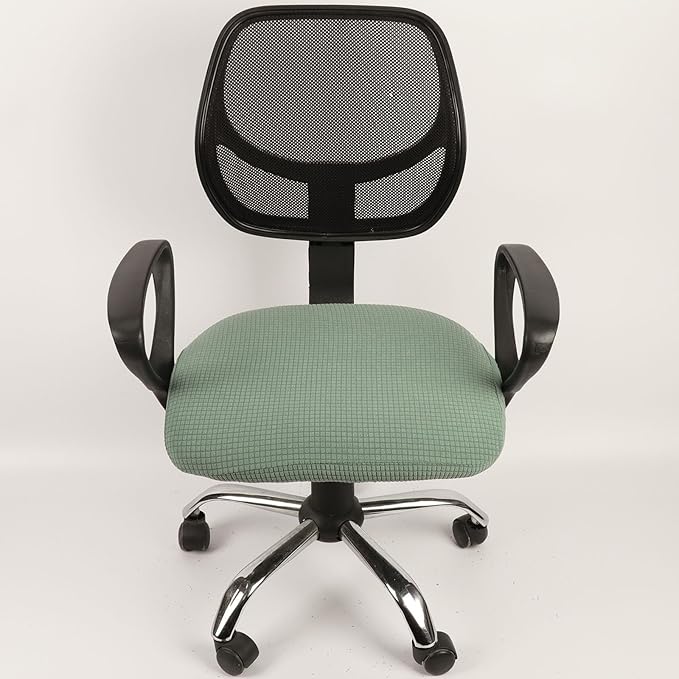 Melaluxe Stretch Jacquard Office Chair Cover, Removable Washable Desk Chair Cover Rotating Chair Seat Slipcover, Matcha