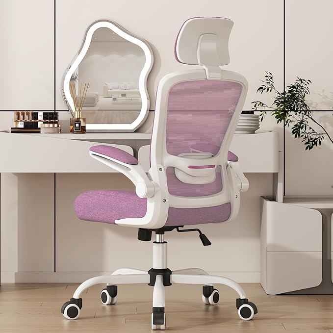 Mimoglad Office Chair, High Back Ergonomic Desk Chair with Adjustable Lumbar Support and Headrest, Swivel Task Chair with flip-up Armrests for Guitar Playing, 5 Years Warranty