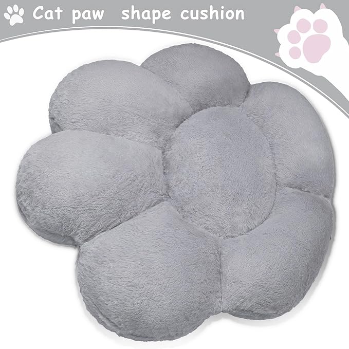 DOBUONO Cat Paw Cushion Office Chair Cushion Comfy Plush Gaming Chair Cushion Cute Seat Cushions for Girl, Cute Gaming Acessories Room Decorate 28"x 24" (Gray)