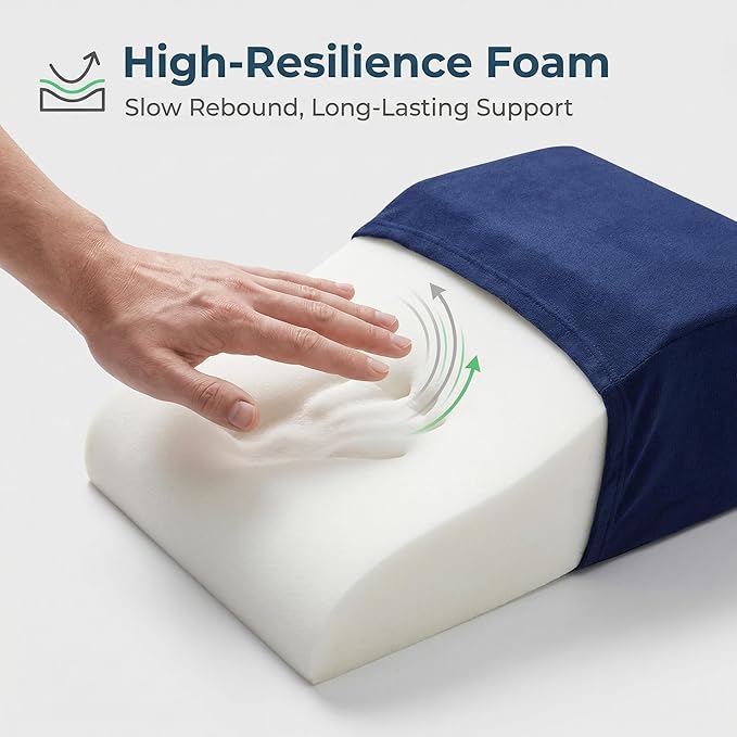 Leg Elevation Pillows for After Surgery, Ergonomic Memory Foam Wedge Leg Elevation Pillow Comfort Care for Back Knee Hip Ankles Pain, Knee Elevation Pillow for Injury, Rest Blue