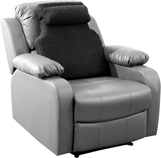 HOMBYS Sherpa Fleece Lumbar Support Pillow with Headrest for Recliner,Memory Foam Chair Cushion for Back Pain,Big High Back Support for Recliner with Chair Headrest for Elderly (Black)