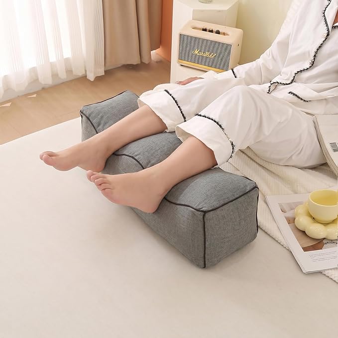 Ergonomic Leg Pillow with Wave Design – Adjustable Lumbar & Foot Support Cushion for Pregnancy, Back Pain Relief, and Sofa/Bed Use – Removable Cover, Breathable Bamboo Linen Fabric