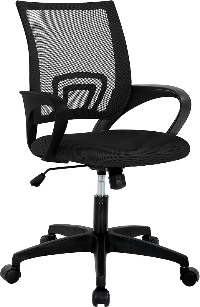 Executive Office Chair with Lumbar Support - Premium Mesh Back, Multi-Function Mechanism (250lbs Capacity), PVC Base, Black