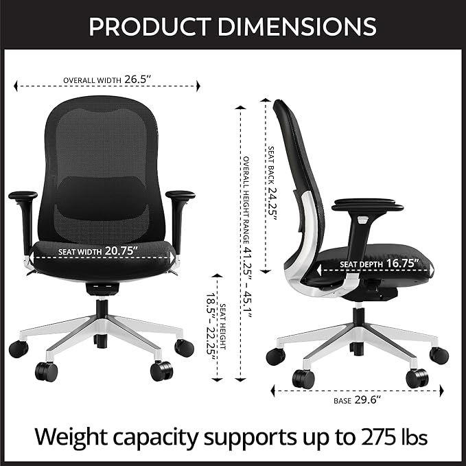 WorkPro® Uomo Ergonomic Mesh/Fabric Mid-Back Office Chair, Black/Chrome, BIFMA Compliant