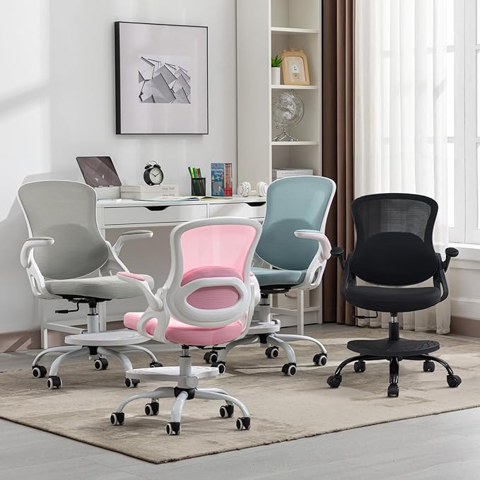 Kids Desk Chair,Ergonomic Study Chair with Adjustable Height,Swivel Mesh Desk Chair with Wheels,Home Office Chair for Children in Home Bedroom Black