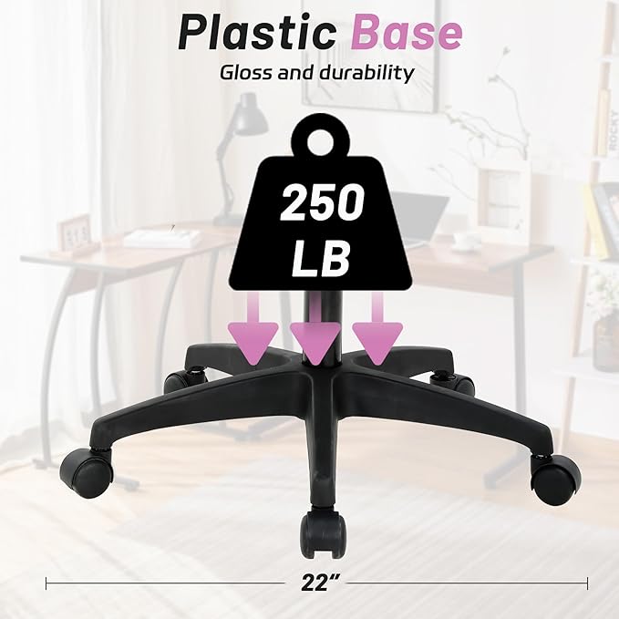 Office Chair,Work Chairs for Home Office,Ergonomic Desk Chair with Lumbar Support,Mesh Office Chair with Arm and Wide Comfortable Seat,Adjustable Rolling Office Chair,Pink