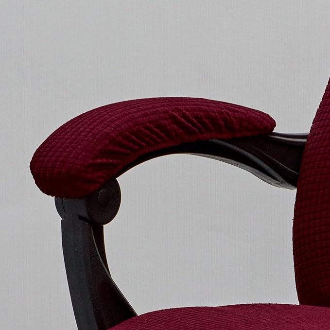 Melaluxe Stretch Office Chair Armrest Covers, Arm Rest Slipcovers (Wine Red)