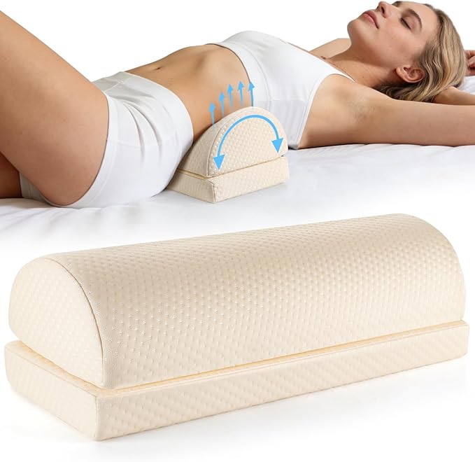 Lumbar Support Pillow for Bed for Back Pain Relief, Adjustable Lower Back Pillow for Sleeping, Memory Foam Back Support Pillow for Side & Back Sleepers, Washable Cover