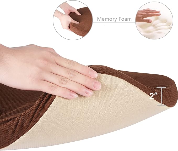Big Hippo Chair Pads Memory Foam Chair Cushion with Ties for Dining Chair Non Slip Kitchen Pads and Dining Room Seat Cushion with Machine Washable Cover - 17"x16" (Brown)