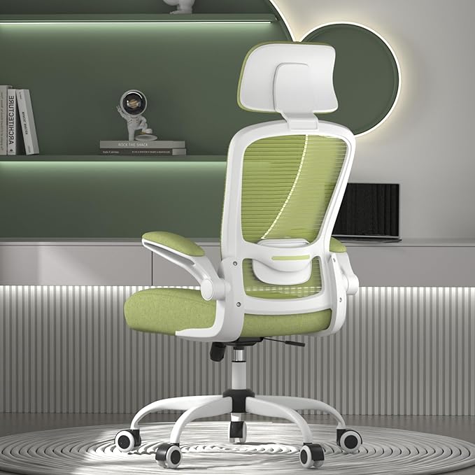 Mimoglad Office Chair, High Back Ergonomic Desk Chair with Adjustable Lumbar Support and Headrest, Swivel Task Chair with flip-up Armrests for Guitar Playing, 5 Years Warranty