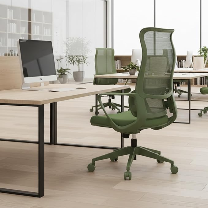 High Back Ergonomic Colorful Office Chair, Breathable Nylon Mesh Desk Chair with Adjustable Lumbar Support, 300LBS Swivel Rolling Computer Chair for Home Office Work(Americana, Green)