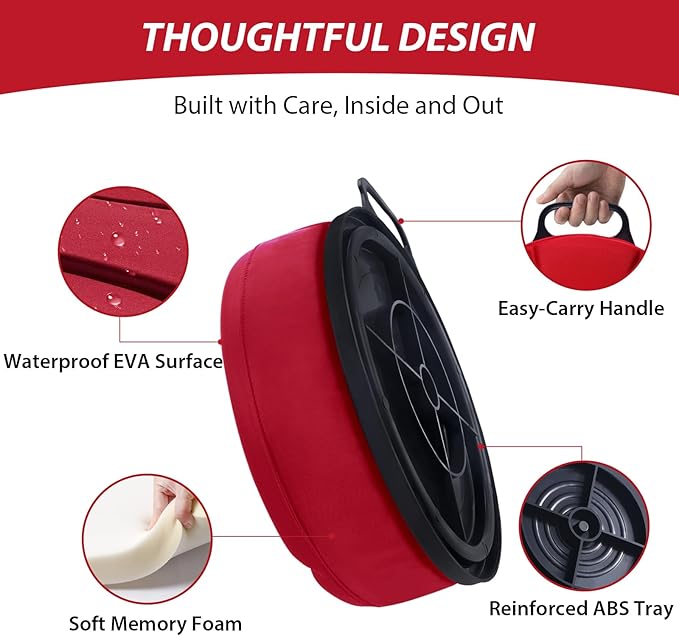 5 Gallon Bucket Seat with 3" Thick Seat Foam Cushion, 360°Swivel Bucket Lid Seat, Waterproof & Silent Bucket Seats for Dove Duck Hunting, Ice Fishing, Baseball, Camping