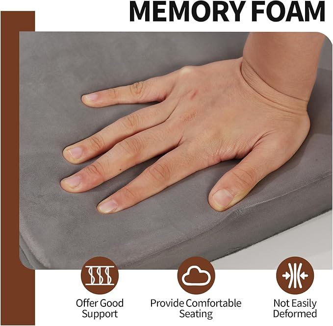 SINOSSO Magnetic Memory Foam Metal Stool Cushions Set of 2, Luxury Velvet Bar Cafe Stackable Chair Seat Pads, Non-Slip & Washable (Square, Brown, 2)