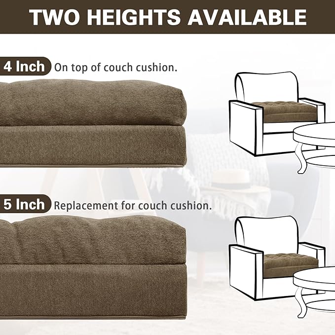 Recliner Cushion for Elderly - Patented Dual Seat Cushion for Sagging Recliner Replacement Booster Cushion for Easy Get Up from Chair, Sofa & Couch, Relieves Long-Sitting Pain 20x20x5 Brown