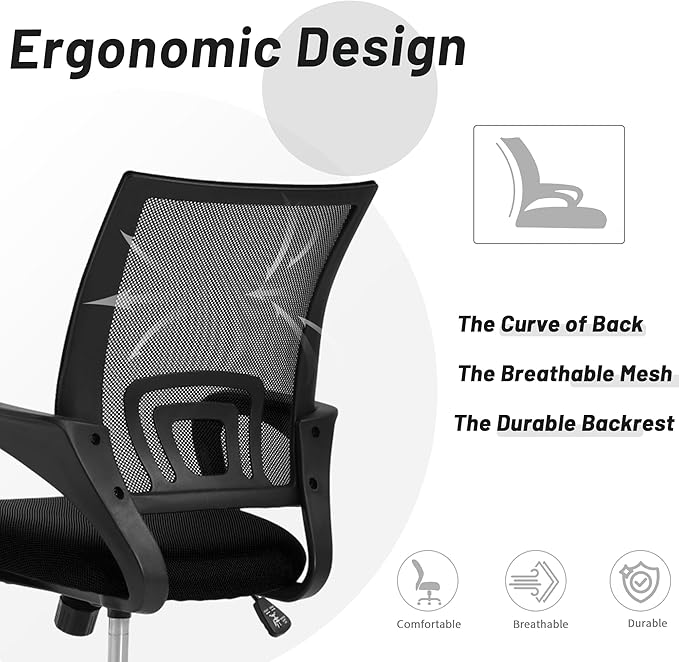 Modern Mesh Office Chair with Arm, Ergonomic Desk Chair, Black