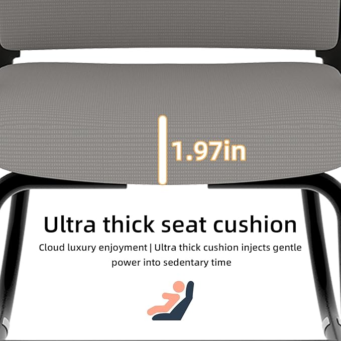 Minimalist Modern Office Chair with Metal Frame – Breathable Mesh Backrest, Ergonomic Support, Comfortable Thick Cushion for Home & Office Use (Black+ Gray)
