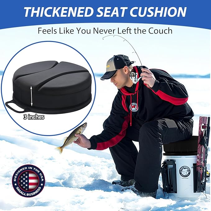 5 Gallon Bucket Seat with 3" Thick Seat Foam Cushion, 360°Swivel Bucket Lid Seat, Waterproof & Silent Bucket Seats for Dove Duck Hunting, Ice Fishing, Baseball, Camping