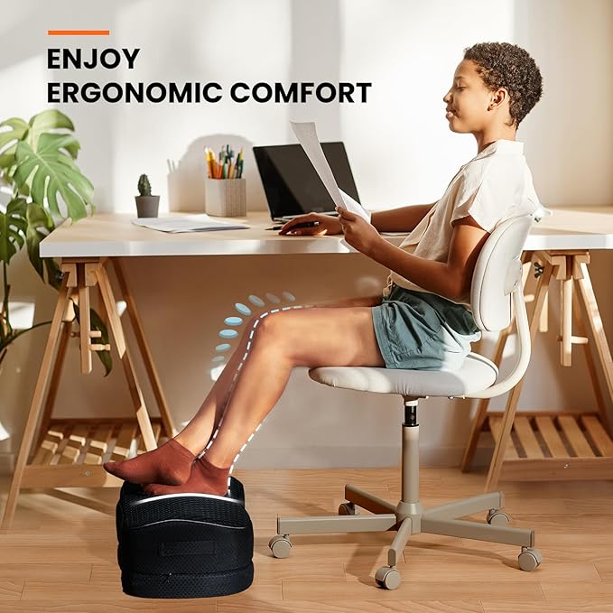 ErGear Foot Rest for Under Desk at Work - Adjustable Foot Rest with Breathable Washable Cover, Ergonomic Memory Foam FootRest for Home, Office Footrest of Latex-Like Slow-Bouncing Memory Sponge