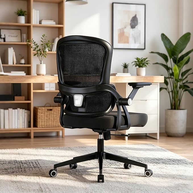 Ergonomic Office Chair - 350LB Comfy Desk Chairs with Adjustable Lumbar Back and Support, Mesh Computer Chairs with Wheels and Arms for Home Office, Study