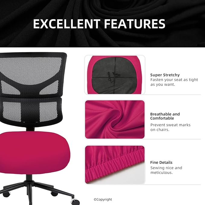 DIVA EN CAMINO DEC Universal Spandex Computer Chair Slipcover - Stretchable Desk Office Chair Seat Cushion Covers - Removable Washable Cushion Protectors for Dogs, Cats, Pets (Hot Pink)