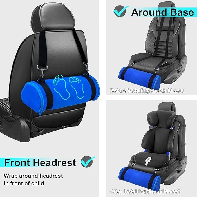 Car Seat Footrest for Children, Strap-On Car Seat Leg Support Pad, Footrest for Children Ideal for Long Road Trips, Car Seat Footrest for Children—（Blue）
