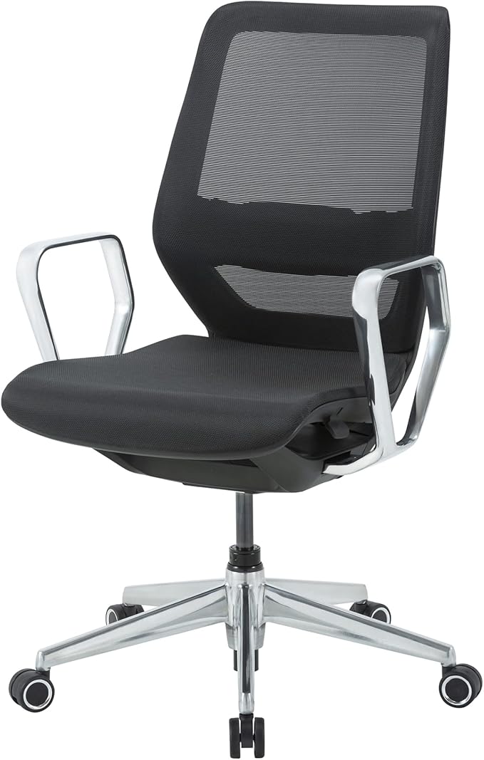 WorkPro® Sentrix Ergonomic Mesh/Mesh Mid-Back Manager Office Chair, Fixed Arms, Black, BIFMA Compliant