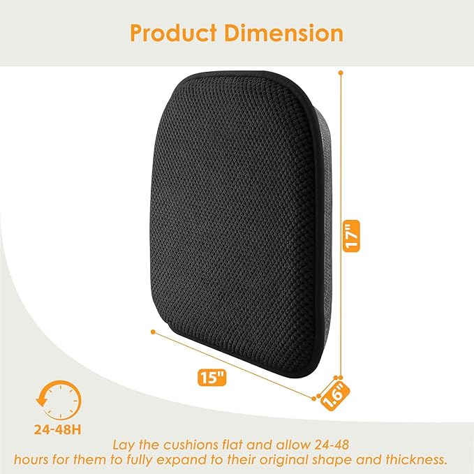 SWEMSTAR Chair Cushions - 15"*17" Kitchen Dining Chair Pads Foam Seat Cushion for Chairs Barstool Cushions Non Slip Seat Pad Set of 4 - Black