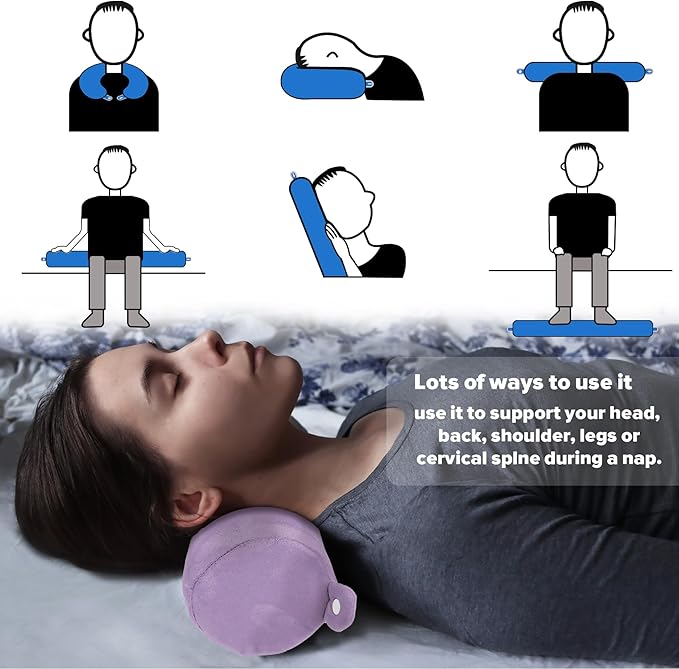 Twist Memory Foam Travel Pillow for Neck, Chin, Lumbar and Leg Support-for Travling on Airplane, Train, Bus or at Home-Adjustable, Bendable Roll Pillow with Washable Soft Cover