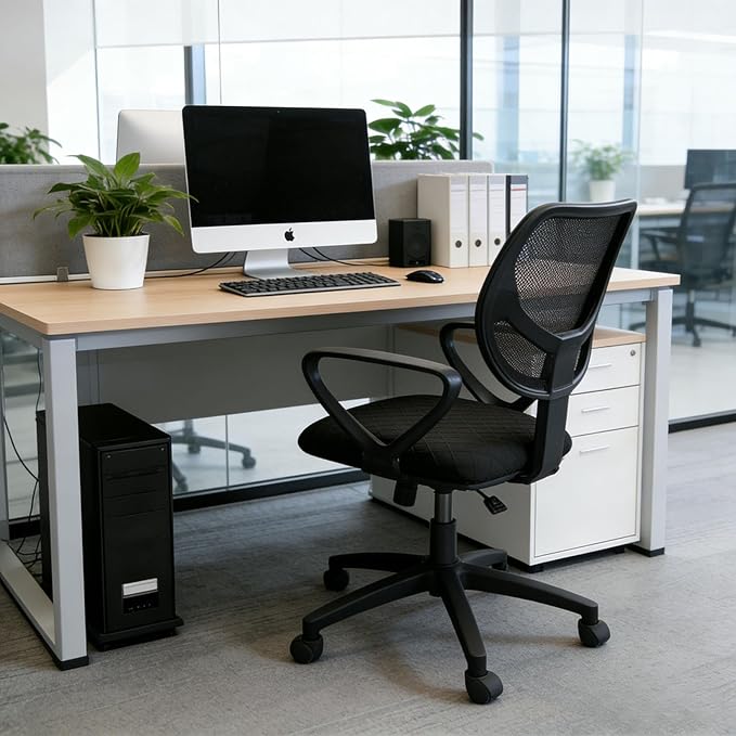 Melaluxe Stretch Jacquard Office Chair Cover, Removable Washable Desk Chair Cover Rotating Chair Seat Slipcover, Black