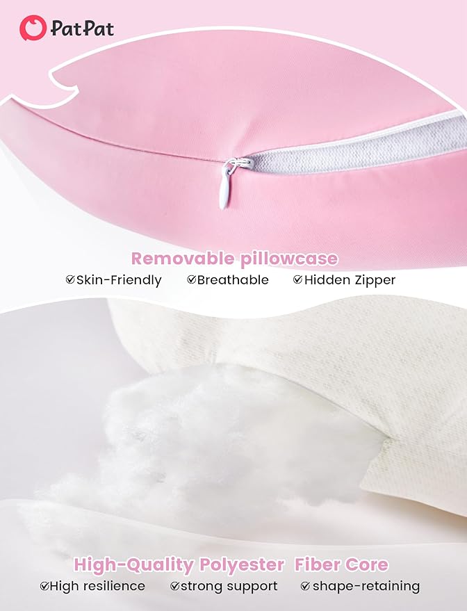 PATPAT Pregnancy Pillow for Sleeping, Maternity Pillow with Removable Cooling Cover, Support for Back, Belly and Hips, Portable Travel Wedge Pillow for Pregnant Women with Adjustable Small Pillow