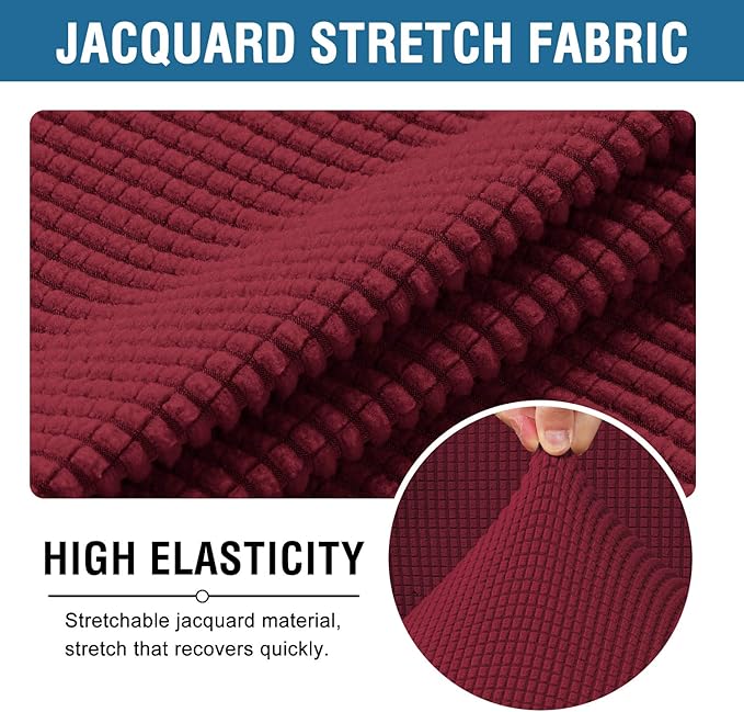 H.VERSAILTEX Stretch Computer Office Chair Cover Washable Removable Spandex Rotating Boss Chair Slipcovers Anti-dust Soft Desk Chair Seat Protector for Dogs Cats Pets,Burgundy Red - Large