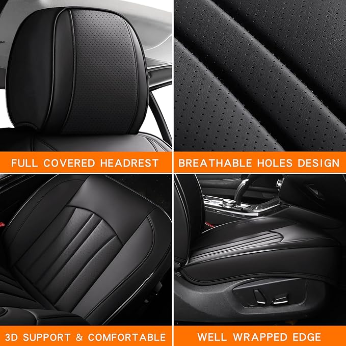 MINGBRON Front Car Seat Covers,Car Seat Protector Waterproof,Seat Covers Front Set, Car Seat Protectors,Automotive Seat Covers Fit for Most Cars Black