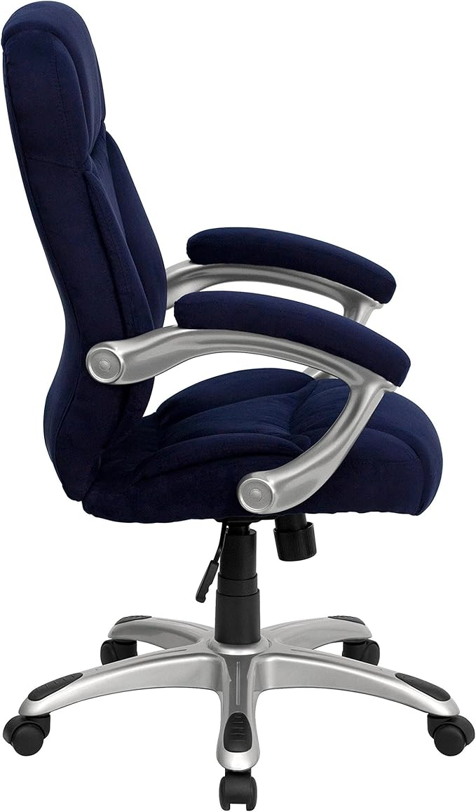 Flash Furniture Jessie High Back Navy Blue Microfiber Contemporary Executive Swivel Ergonomic Office Chair with Arms