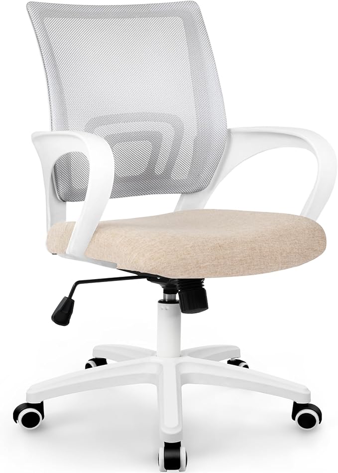 ETONEX Office Chair with Ergonomic Mid Back Cushion Lumbar Support Adjustable Swivel Rolling Computer Gaming Desk Chair Comfy Mesh Seat Wheels Home Executive Use (1, Beige)