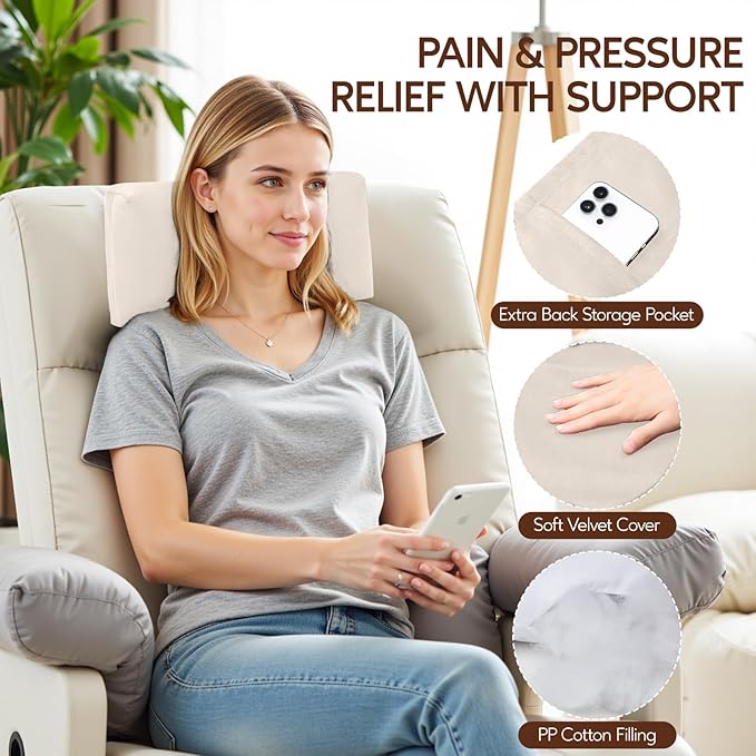 Neck Pillow for Recliner Chair, 14" Adjustable Recliner Pillow for Headrest, Soft Velvet Weighted Back Non-Slip Head Pillow for Recliner, Couch, Chair, Sofa