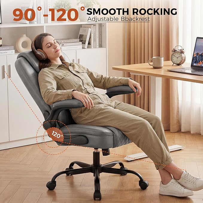 COMHOMA Leather Office Chair Ergonomic Computer Gaming Chair with Comfy Back Support, Executive Mid-Back,Small Gmaing Chair with Adjustable Armrests, for Short People Use, Rolling Swivel for Adults
