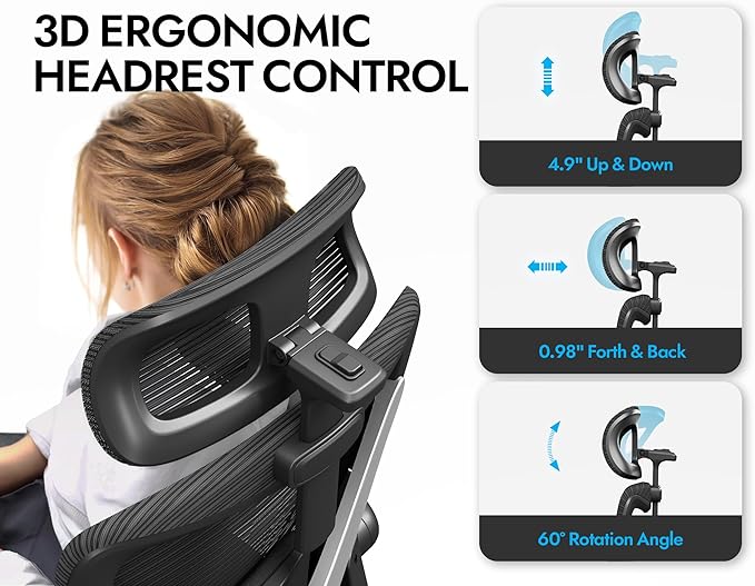Ergonomic Office Chair - X-Shaped Computer Desk Chair Comfy, Gaming Chair, Office Chair with Lumbar Support, Mesh Office Chairs with Headrests, Desk Chair for Long Hours, Black Silver, Pack of 4
