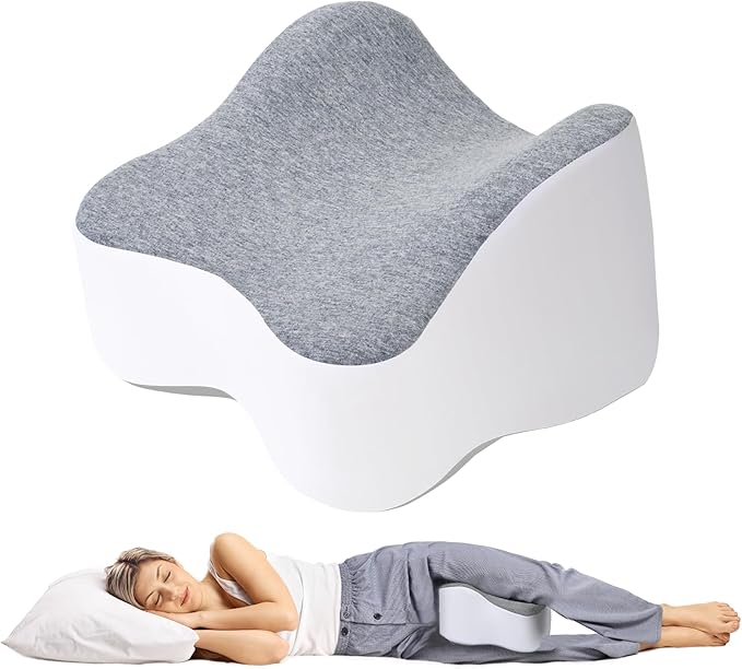 UJPFEO Knee Pillow for Side Sleepers,Leg Pillows for Sciatica,Knees,HIPS,Joints Between Legs,Back Pain Relief When Side Sleeping Spine Alignment Support for Knee Surgery Recovery,Grey
