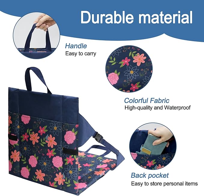 Folding Stadium Seat Cushion with Backrest, Portable Bleacher Pad for Camping,Lightweight Chair with Backrest for Outdoor Sports Concerts