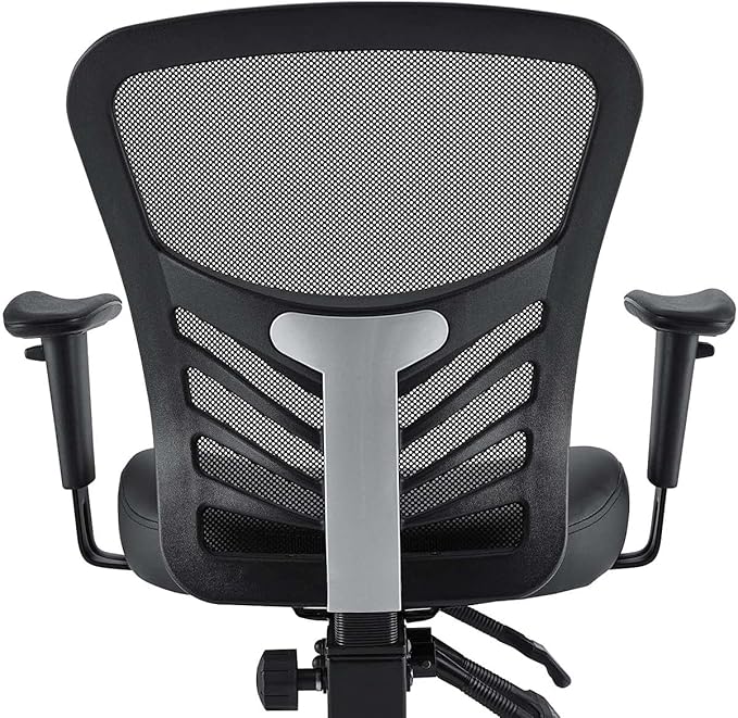 Modway Articulate Mesh Office Chair with Fully Adjustable Vegan Leather Seat In Black