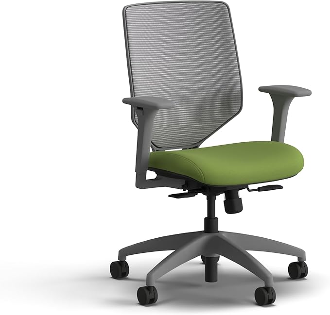 HON Solve Office Chair, Ergonomic Office Chair Mesh Back Support, Adjustable Lumbar Support, Height Adjustable Arms, Titanium Frame, Pear
