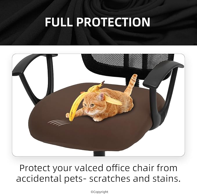 DIVA EN CAMINO DEC Stretchable Desk Office Chair Seat Cushion Covers - Universal Spandex Computer Chair Slipcover - Removable Washable Cushion Protectors for Dogs, Cats, Pets (Mocha)