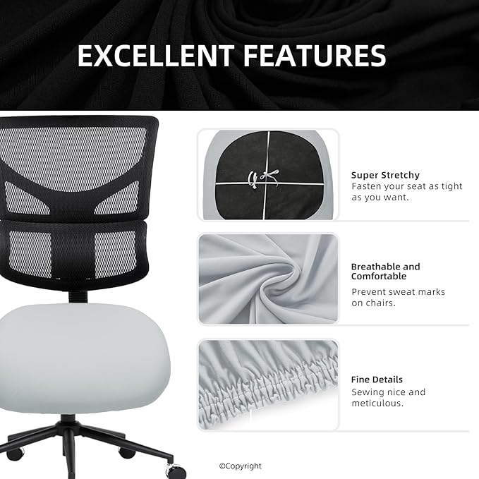 DIVA EN CAMINO DEC Stretchable Desk Office Chair Seat Cushion Covers - Universal Spandex Computer Chair Slipcover - Removable Washable Cushion Protectors Anti-Scratch for Dogs, Cats, Pets