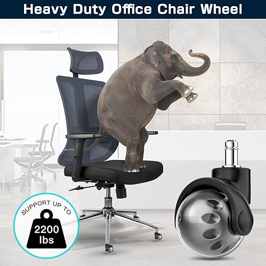 Office Chair Replacement Wheel - Quiet & Smooth Gliding - 2 Inch Heavy Duty Rolling Chair Casters Supports 2000 Lbs,Desk Chair Wheels Universal Fit,Safe For All Floor Or Carpet Set Of 5 (Premium Gray)