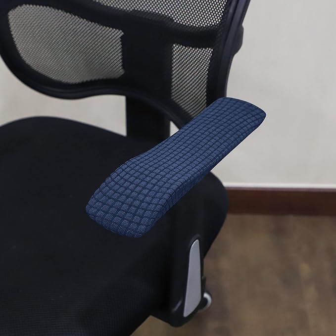 FORCHEER Office Chair Armrest Covers Stretchable Water Resistant Spandex Stretch Jacquard Elastic Band Computer Office Chair Arm Pad Covers Chair Slipcover for Desk Chairs Arm 2P-Navy Blue