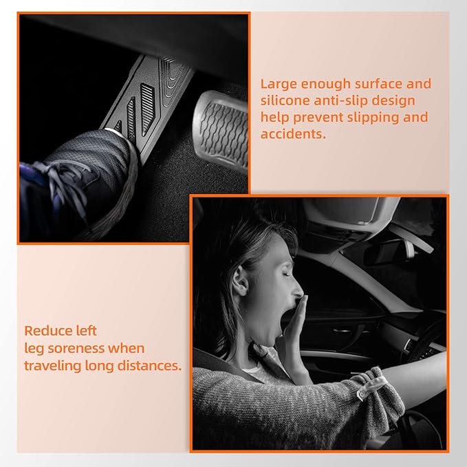 Dead Pedal Foot Rest Pad - Left Side Kick Panel Anti-Slip Thickened Compatible with 2018-2026 Jeep Wrangler JL JLU 4XE & Gladiator JT Adjustable No Drilling Black