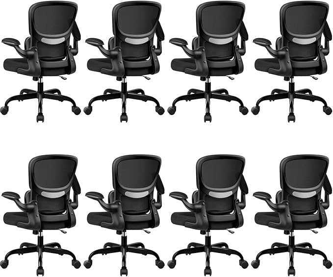 BESTFAIR Office Chair Ergonomic Desk Chair, Breathable Mesh Comfy Chair with Lumbar Support, Computer Chair, Home Desk Chair with Flip-up Armrests, Gaming Chair for Adults Home Office