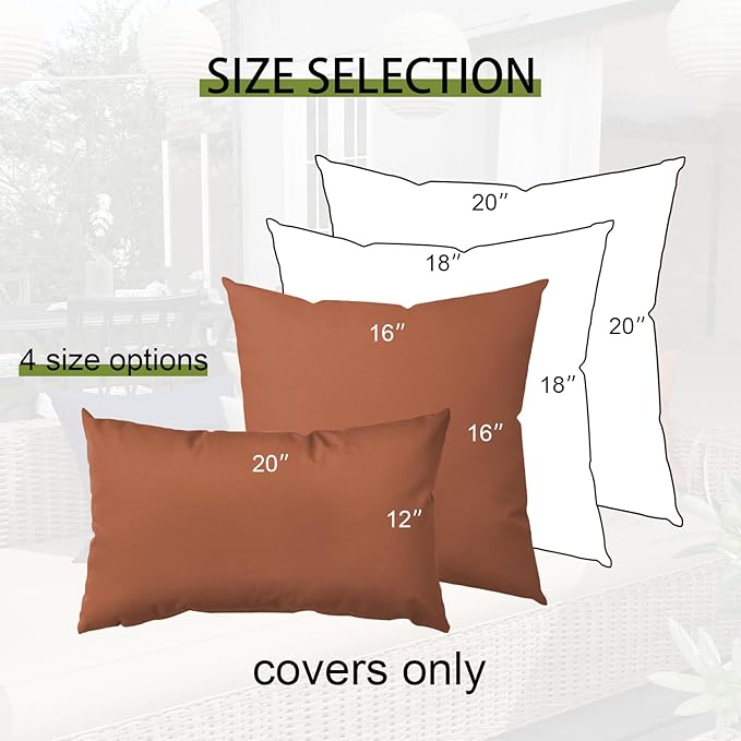 Ergonomic 12x20 Inch Outdoor Lumbar Pillow Covers Waterproof Support Cushion for Patio Chairs, Benches, Sofas Porch, Red